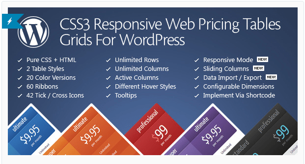 CSS3 Responsive WordPress Compare Pricing Tables