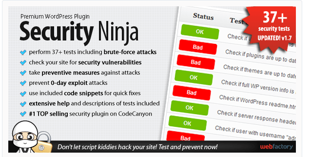 Security Ninja by WebFactory CodeCanyon aumentar segurança wordpress